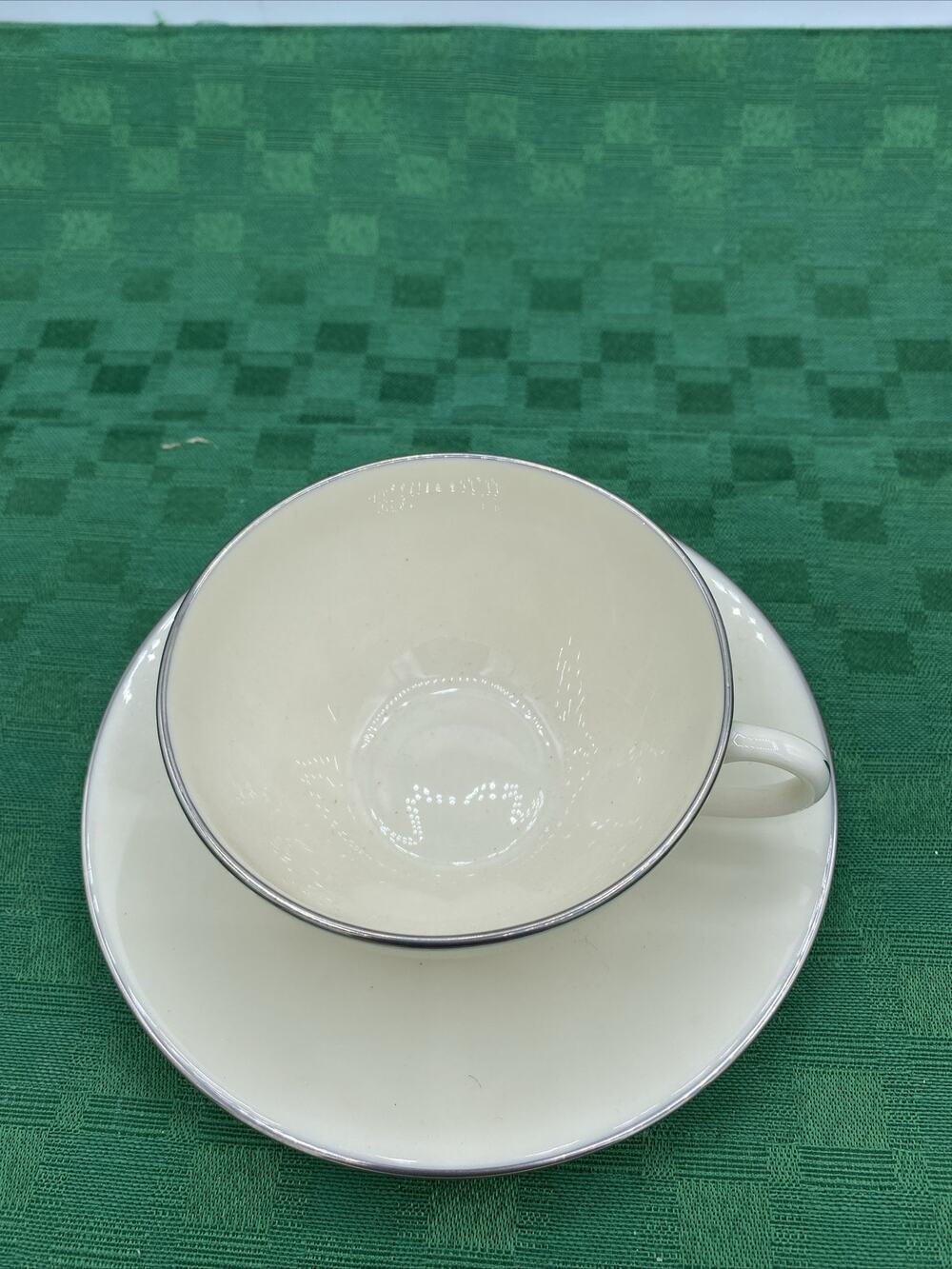 Lenox USA Bone China Olympia PL Platinum Flat Cup and Saucer